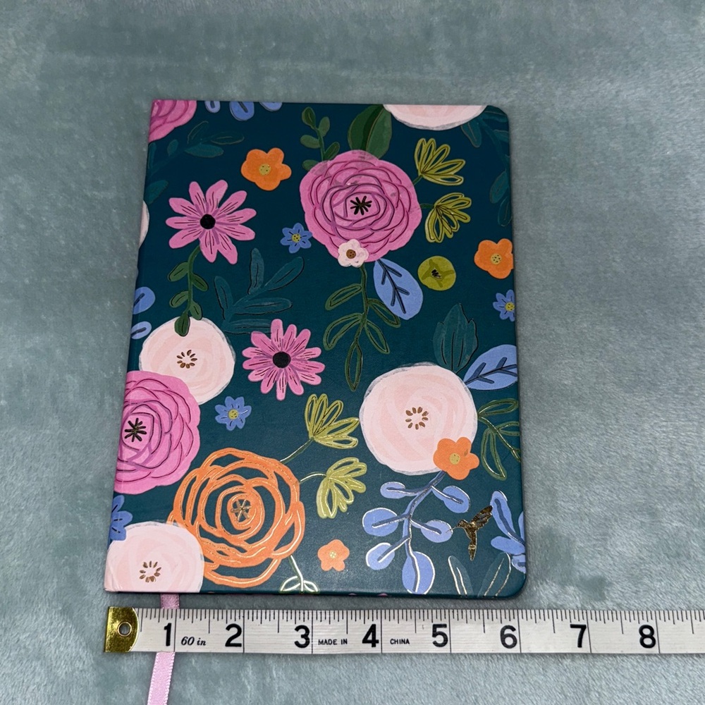 Papyrus Floral Patterned Notebook with Pink Ribbon - Picture 5 of 11
